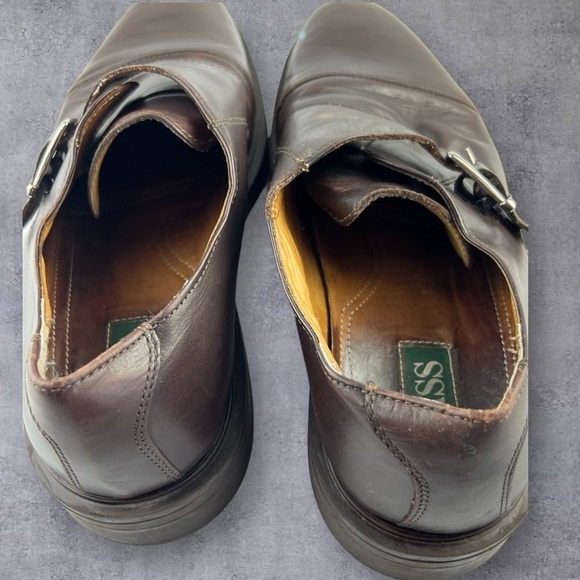 GH Bass & Co Brown Leather Monk Strap Oxford Shoes Sz: 11M - Picture 7 of 10